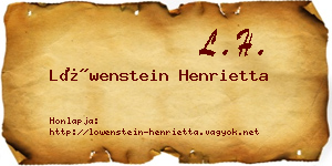 Löwenstein Henrietta névjegykártya